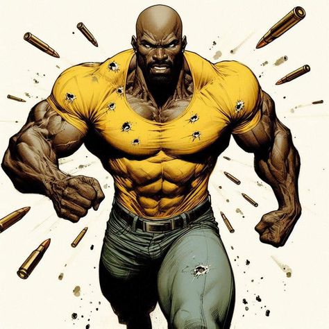 Luke Cage Art, Luke Cage Comics, Cage Art, Luke Cage Marvel, Black Superman, Superhero Artwork, Black Superheroes, Afrofuturism Art, Black Anime Guy