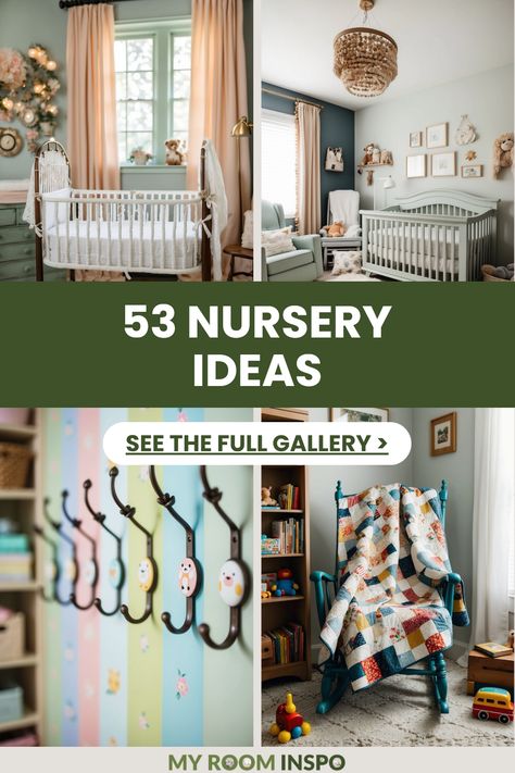 Explore 53 classic nursery ideas featuring adorable decor, playful accents, and practical solutions. Pin highlights four stunning designs for your baby’s room. Classic Nursery Ideas, Adorable Nursery Ideas, Punk Nursery, Unisex Baby Room, Baby Furniture Ideas, Nursery Decor Ideas, Knitted Stuffed Animals, Vintage Rocking Chair, Perfect Nursery