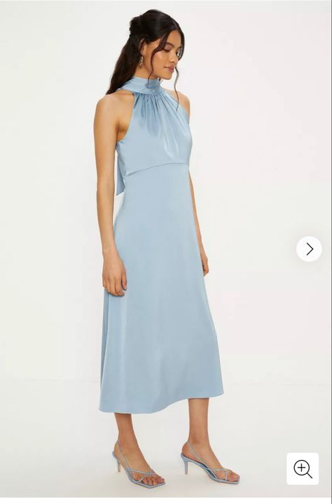 Wedding Guess Dress, Halter Neck Midi Dress, Midi Bridesmaid Dress, Blue Halter Dress, Dresses Satin, Oasis Dress, Bridesmaid Dress Sizes, Oasis Fashion, Guess Dress