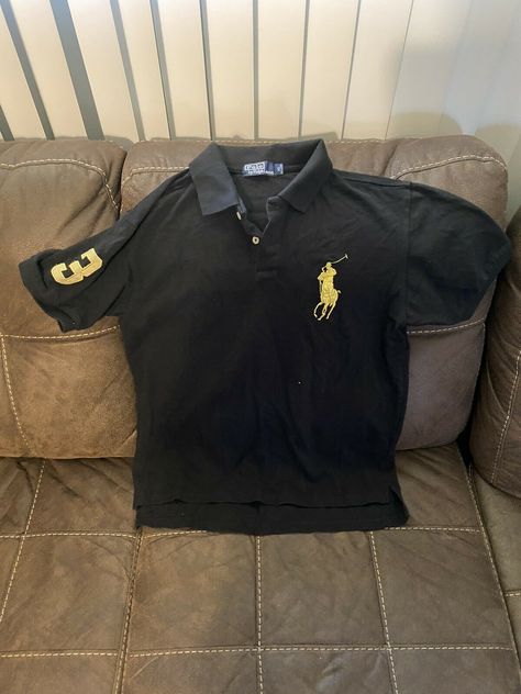 Polo Ralph Lauren Black XL Shirt With The Big Horse On Shirt (4B5). Polo Outfits, Polo Shirt Outfit, Polo Fits, Polo Ralph Lauren Outfits, Polo Shirt Outfits, Polo Outfit, Cropped Polo, Cold Fits, Black Polo Shirt