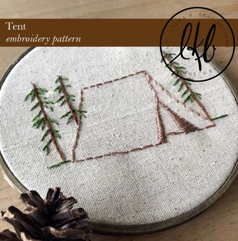 Tent Embroidery, Camping Embroidery, Embroidered Pins, Camp Christmas, Ring Embroidery, Nature Embroidery, Free Embroidery Patterns Machine, Diy Hand Embroidery, Xstitch Patterns