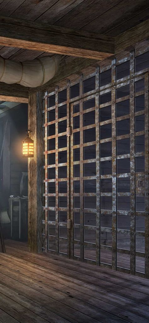 Distant Shores - Admiral Ship Jail Dark Jail Cell Aesthetic, Pirate Ship Prison Cell, Pirate Ship Aesthetic Interior, Pirate Prisoner, Jail Wallpaper, Jail Background, Pirate Ship Interior, Cave Reference, Pirate Fort