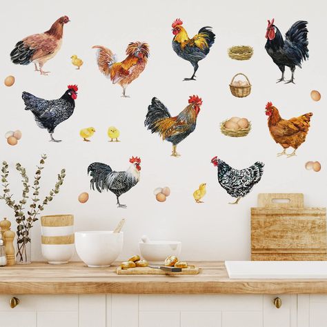 Hen Decorations, Dutch Bantam, Chicken Kitchen Decor, Cornish Hen, Decorations Bedroom, Chicken Kitchen, Farm Chicken, Home Dining Room, Rooster Painting