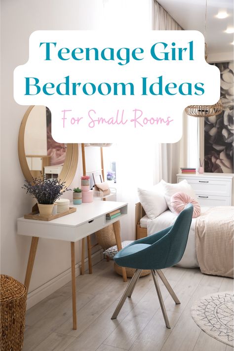 Teenage girl bedroom with a vanity area Small Teen Bedroom, Girl Bedroom Ideas, Bedroom Ideas For Small Rooms, Boho Bedroom Furniture, Halloween Living Room, Teen Bedroom Designs, Need More Space, Teenage Room