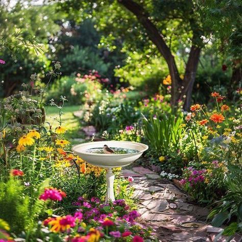 Pretty Scenery, Front Yard Landscape, Bath Inspiration, Bird Bath Garden, Quiet Corner, House Organization, Decor Steals, Yard Landscape, Garden Gate