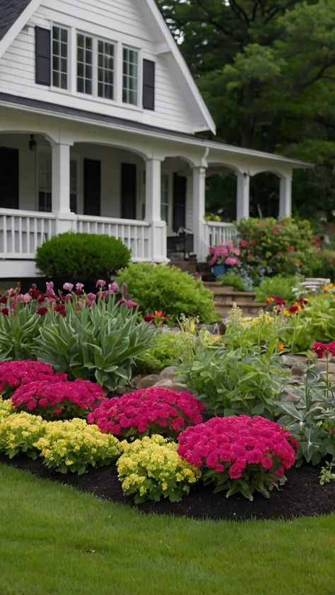 Transform your front yard with stunning flower beds Discover ideas for low maintenance DIY stone and rock flower beds that are easy to create From raised to easy-to-care-for perennial options these rustic white rock bed ideas will elevate your curb appeal this fall Perfect for full sun areas Driveway Flower Bed Ideas, Rock Flower Beds, Rock Bed, Rustic Stone, Stone Path, Magical Garden, Rustic White, Beautiful Sights, Unique Flowers