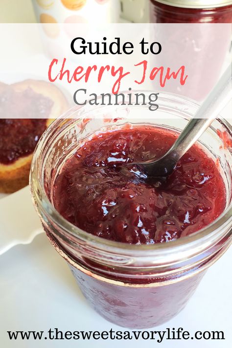 Tart Cherry Jam, Cherry Jelly Recipes, Jalapeno Jam Recipe, Jam Png, Cherry Jam Recipe, Tart Cherries Recipes, Cherry Jam Recipes, Canning Jam Recipes, Easy Canning