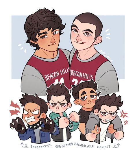 Stiles X Scott, Teen Wolf Werewolf, Teen Wolf Fan Art, Teen Wolf Stydia, Teen Wolf Imagines, Wolf Comics, Teen Wolf Art, Sterek Fanart, Drawing Anime Bodies