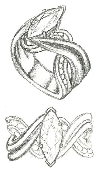 Mark Schneider Design - Enchantment engagement ring with a marquis diamond center Ring Sketch, Jewel Drawing, Anting Manik, Chopard Jewelry, Jewelry Rendering, Ring Jewellery Design, Art Jewelry Design, Jewellery Design Sketches, Jewerly Designs