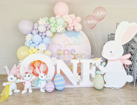 Bunny Party Decorations 1st Birthdays, Bunny Theme Party Decor, Bunny Birthday Backdrop, Some Bunny Is One Balloon Arch, Some Bunny Is Turning One Balloon Arch, Pastel Easter Decor, Some Bunny Is One Birthday Decorations, Bunny Theme Birthday Party Decor, Bunny Themed Birthday Party Girl