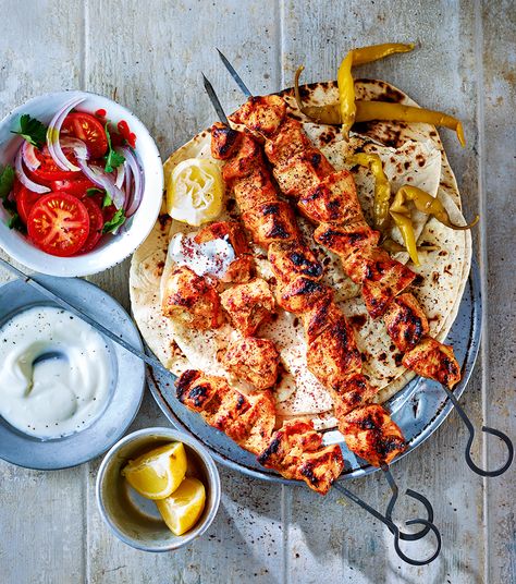 Turkish chicken shish. Marinated meat, spices, sharp pickles and citrus, offset with a hint of smokiness – this chicken shish is hold-me-back good. Turkish Chicken, Chicken Kebab Recipe, Kebab Recipe, Shish Kebab, Doner Kebab, Kebab Recipes, Chicken Kebabs, Chicken Skewers, Kebabs