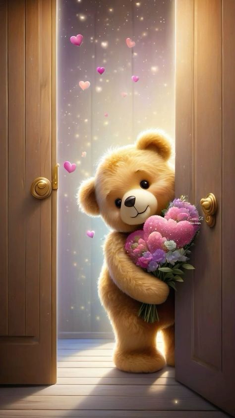 Heart Teddy Bear, Best Teddy Bear, الفن الرقمي, Teddy Day, Teddy Bear Wallpaper, Birthday Wishes Flowers, Teddy Bears Valentines, Happy Birthday Wishes Cake, Android Wallpaper Art