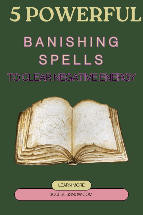 Feeling weighed down by negativity? Try these 5 powerful banishing spells to cleanse your space and protect your energy. Perfect for beginners and experienced practitioners alike! #BanishingSpells #EnergyCleansing #SpiritualProtection #MagicRituals #PositiveVibes Banishing Spells Person, Remove Negative Energy Spell, Energy Protection Spell, Banishing Spell Negative Energy, Clear Bad Energy, Banishing Spells, Happiness Spell, Cleanse Your Space, Banishing Spell