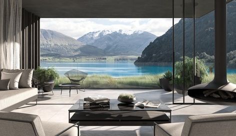 Search | ArchDaily Lake Wakatipu, Living Roofs, Luxury Lodge, Lounge Design, Queenstown, Local Design, Open Plan Living, Bel Air, Interior Architecture