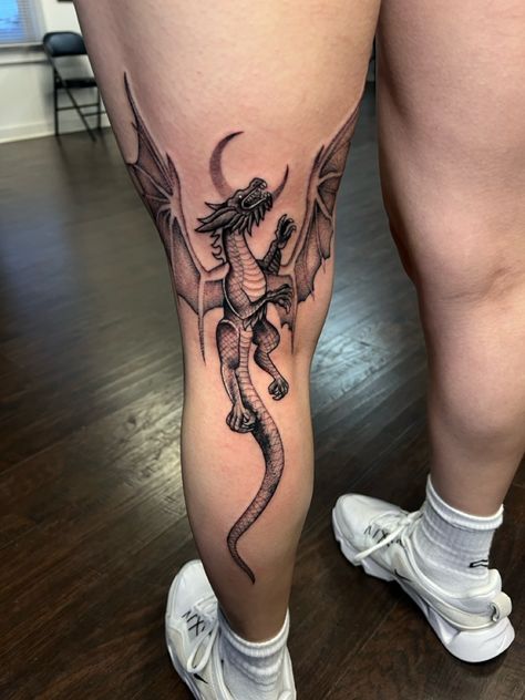 Back of leg dragon tattoo Dragon Tattoo Leg Wrap, Dragon Tattoo On Ankle, Dragon Bicep Tattoo, Dragon Knee Tattoo, Anime Dragon Tattoo, Dragon Leg Tattoo For Women, Dragon Calf Tattoo, Dragon Tattoo On Leg, Leg Dragon Tattoo