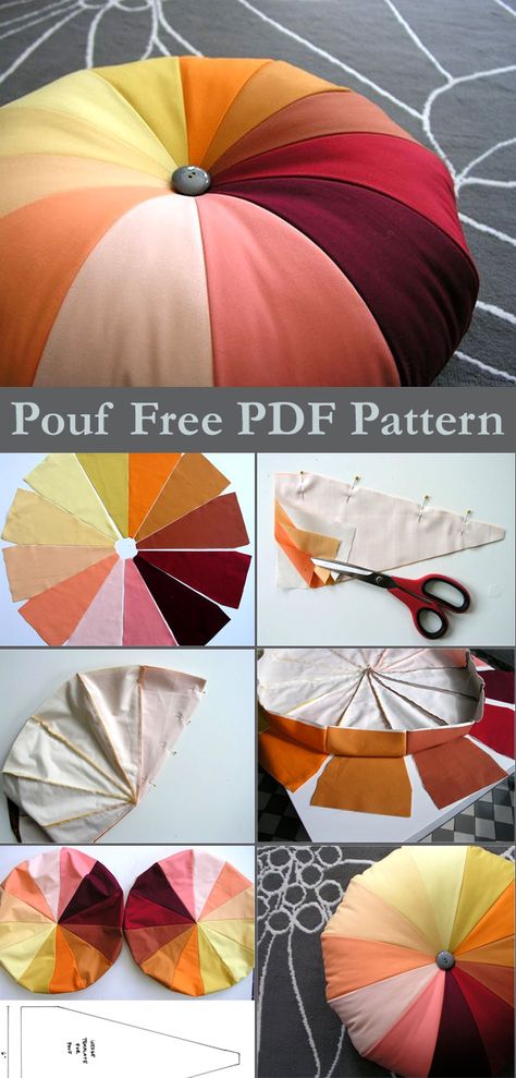 Patchwork Pouf PDF Sewing Pattern Floor Cushion Pattern Free, Patchwork Floor Cushion, Sewing Patterns For Home Decor, Pouffe Sewing Pattern, Free Floor Pillow Pattern, Free Quick Sewing Projects, Ottoman Sewing Pattern, Fabric Things To Make And Sell, How To Make A Floor Pillow