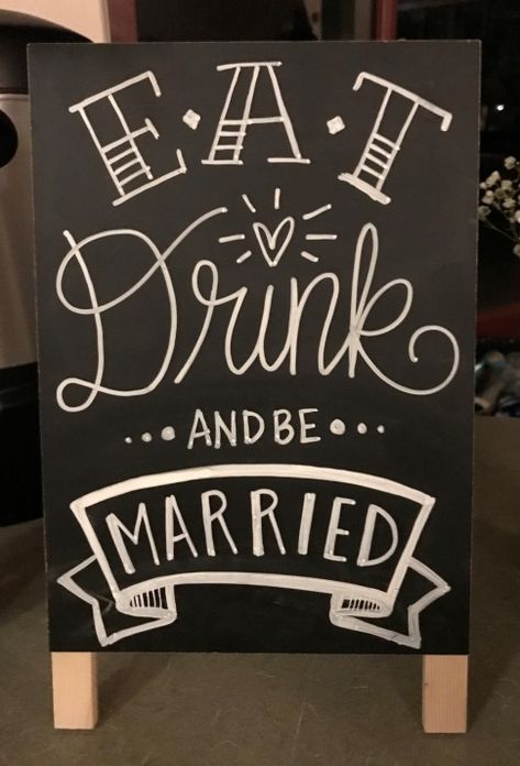 We Do We Drink We Eat We Party Sign, Just Married Chalkboard Sign, Eat Drink And Be Married, Alcohol Wedding Signs, Beer And Wine Only Wedding Sign, Eat Drink And Be Married Sign, Festival Wedding Decorations, Wedding Puns, Wedding Food Table