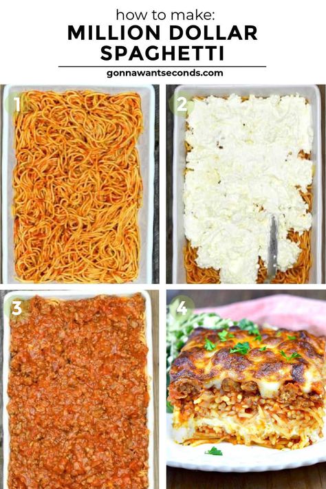 Baked Spaghetti For A Large Crowd, Million Dollar Spaghetti Cottage Cheese, Million Dollar Spaghetti Easy, Baked Spaghetti For A Crowd, Million Dollar Spaghetti Bake, Million Dollar Baked Spaghetti, Spaghetti Lasagna, Sausage Marinara, Million Dollar Spaghetti