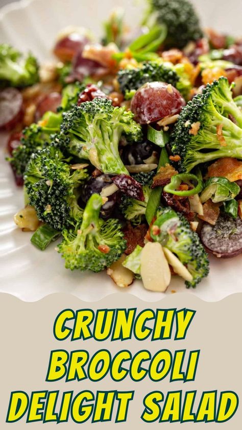 Crunchy Broccoli Delight Salad Broccoli Grape Salad Recipes, Celebration Salad Recipe, Broccoli And Grape Salad, Broccoli Salad With Grapes, Broccolini Salad, Broccoli Grape Salad, Crunchy Broccoli, Best Broccoli Salad Recipe, Grape Salad Recipe