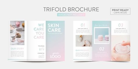 Skin care gradient color trifold brochur... | Premium Vector #Freepik #vector #cosmetic-brochure #salon-brochure #beauty-brochure #trifold-brochure-leaflet Skin Care Brochure, World Environment Day Posters, Trifold Brochure Design, Free Brochure Template, Business Poster, Brochure Print, Book Cover Template, Leaflet Design, Presentation Folder