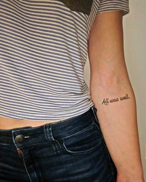 Kristen Shaughnessy op Instagram: "Just a little reminder that everything works out in the end. @okami.tattoo @jennylynndevoe #tattoo #harrypotter #book #inked #hp…" Okami Tattoo, Read Motivation, Potter Tattoo, Awesome Tattoo, Harry Potter Tattoo, Deathly Hallows, All Is Well, In The End, Cool Tattoos