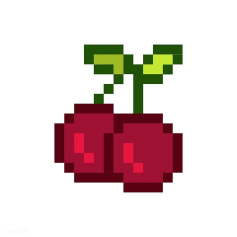 Two cherries pixelated fruit graphic | free image by rawpixel.com Pixel Cherry, Pixel Fruit, Pixel Art Food, Gifs Cute, Pixel Icons, Fruit Graphic, Piskel Art, Fruit Icons, Animals Crossing