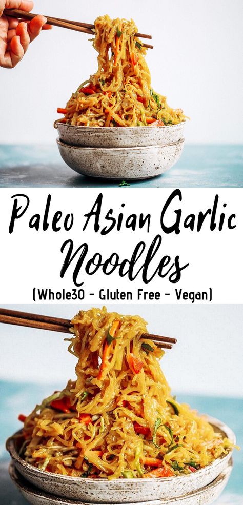 Asian Garlic Noodles, Paleo Noodles, Asian Noodles Stir Fry, Noodles Asian, Paleo Menu, Asian Diet, Vegan Paleo Recipes, Paleo Granola, Best Paleo Recipes