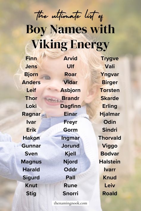 Looking for a strong and unique baby boy name with Nordic roots? We’re sharing 60 Viking boy names that are totally underused. Our list shares uncommon and strong boy names with viking energy. Click through for the full list. boy name aesthetic, unique boy names, unusual boy names, exotic baby names Native American Names For Boys, Medieval Names Boys, Viking Names Boy, Medieval Boy Names, Nordic Boy Names, Norse Baby Names, Viking Baby Names, Norwegian Names, Celtic Boy Names