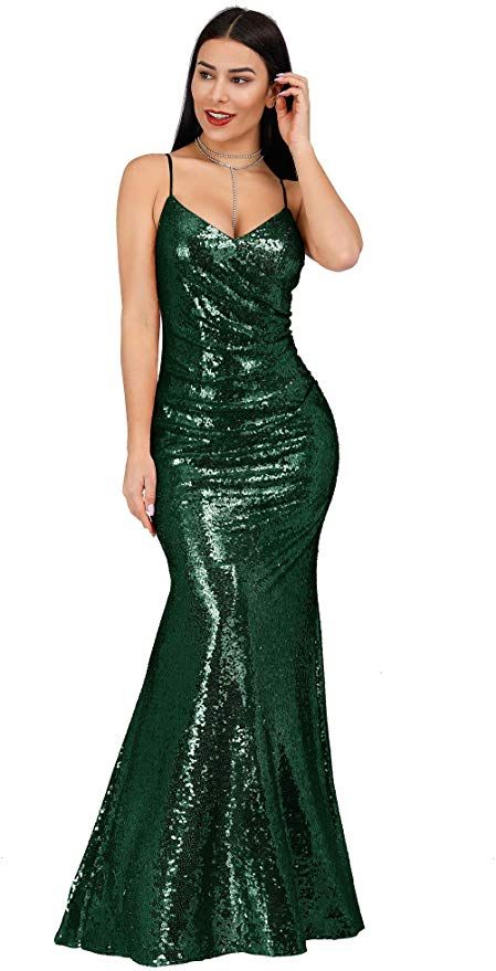 Women Sequins Floor Length Spaghetti Straps Evening Dress Formal Gowns Dark Green US4 at Amazon Women’s Clothing store Green Prom Dress Plus Size, Charity Gala, Formal Maternity Dress, Sequin Evening Gowns, Prom Dress Plus Size, Mermaid Evening Gown, Affordable Prom Dresses, Sequin Evening Dresses, Ever Pretty