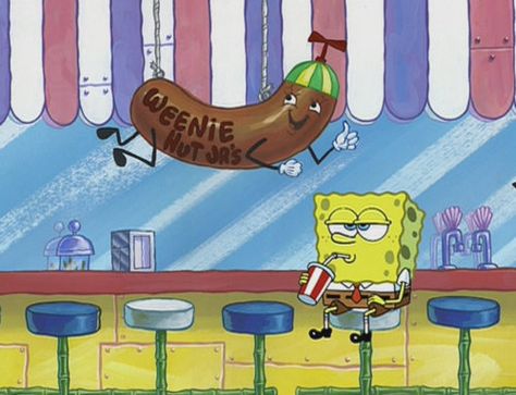 Sometimes you just gotta embrace your loser-ness and go sit inside Weenie Hut and sip your soda and ponder. No Weenies Allowed, The Spongebob, Spongebob Squarepants, Bar