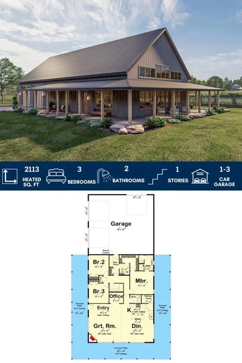 Barndominium House, Barn Homes Floor Plans, Barn House Design, Porch Floor, Barndominium Plans, Pole Barn House Plans, Barn Style House Plans, Barndominium Floor Plans, Entertaining Friends