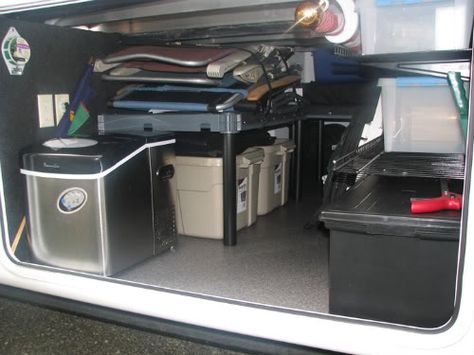 Travel Trailer Storage, Travel Trailer Organization, Trailer Organization, Van Storage, Trailer Storage, Camper Organization, Rv Organization, Camper Storage, Basement Storage