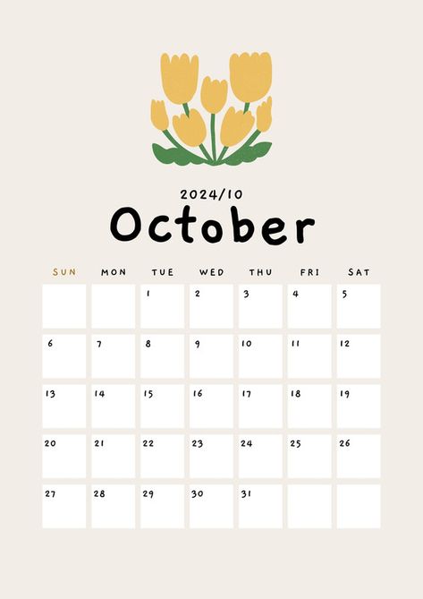 Beige Cute Playful Organic Flower Illustration 2024 Calendar A4 Document - Templates by Canva Calender Printables, Free Printable Calendar Templates, Calendar Design Template, 달력 디자인, October Calendar, A4 Document, Learn Japanese Words, Cute Calendar, Printable Calendar Template