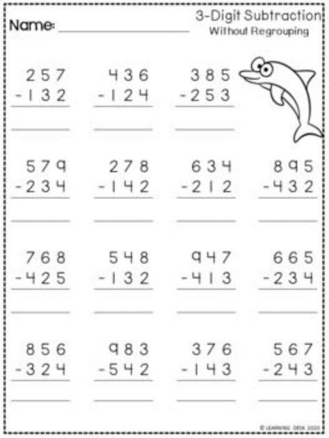 Subtraction With Borrowing, Addition With Regrouping Worksheets, 3 Digit Subtraction, Subtraction Without Regrouping, Subtraction With Regrouping Worksheets, Counting Money Worksheets, Regrouping Subtraction, Math Exam, Worksheets For Grade 3