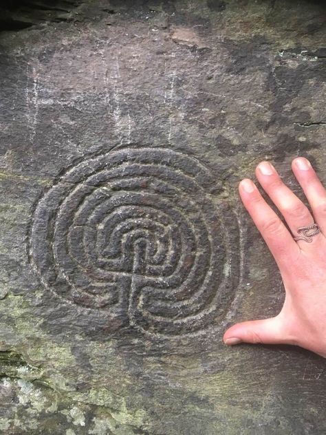 Rocky Valley, Cornwall UK Bronze age labyrinth carvings in stone! Stone Labyrinth, Cornwall Uk, Bronze Age, Labyrinth, Cornwall, Rocky, Carving, Stone