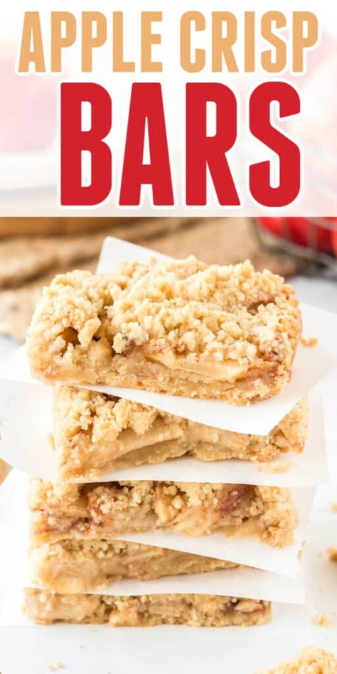 Apple Bars Recipes Easy, Short Bread Crust, Apple Crisp Bars, Apple Crisp Bars Recipe, Homemade Apple Crisp, Crisp Topping, Fall Apple Recipes, Apple Crisp Easy, Apple Bars