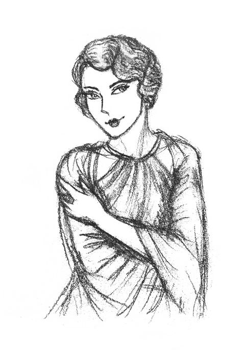 1920 woman (Finger wave hair is quite a challenge for me) Finger Waves Drawing, Wave Sketch, Waves Sketch, Traditional Drawings, Drawing Pics, 1920 Women, 1950s Woman, Finger Wave Hair, Wave Drawing