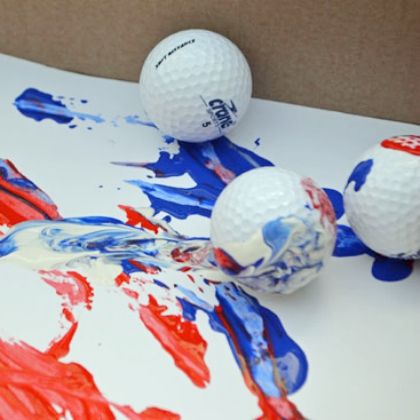 painting with golf balls Infant Sports Activities, Sports Themed Crafts, Summer Sports Crafts, Sports Lesson Plans, Sport Themed Crafts, Sport Crafts, Kids Sports Crafts, Infant Curriculum, Olympic Crafts