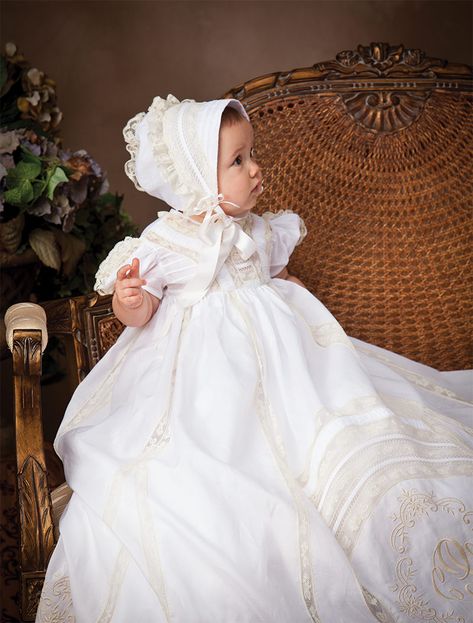 Connie Palmer kindly shared with us her take on a traditional christening gown. Heirloom Stitching, Baby Blessing Dress, Blessing Gown, Hand Smocking, Simple Interest, Christening Ideas, Blessing Dress, Heirloom Dresses, Baptism Gown