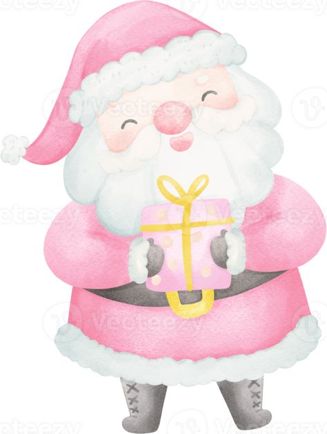 Easy Santa Drawing, Santa Claus Illustration, Pink Santa Claus, Pink Santa, Illustration Watercolor, Color Rosa, Christmas 2024, Free Pictures, Free Png