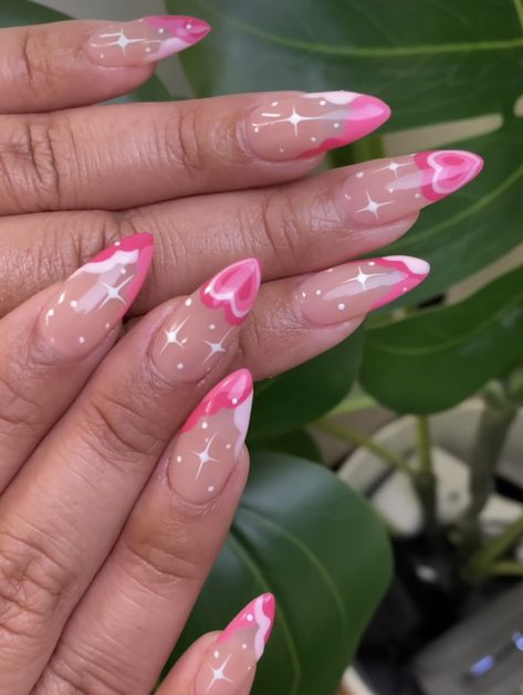 Pink Pony Club Nails, Pink Nail Designs Almond Shape, Neon Pink Nails Design, Girly Nail Designs, Almond Acrylic Nails, Cute Gel Nails, Clothes And Shoes, Kawaii Nails, Shoes And Boots