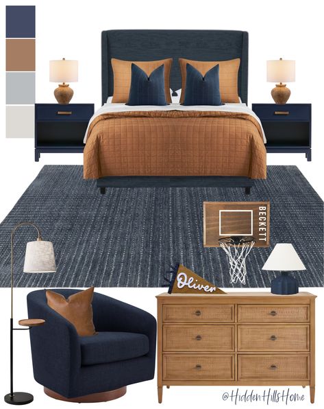 Shop Tilly Upholstered Bed and other curated products on LTK, the easiest way to shop everything from your favorite creators. Boys Room Gray Bed, Off White Upholstered Bed, Boys Navy Bedroom Ideas, Blue Teen Bedroom, Boys Blue Bedroom Ideas, Boy Bedroom Aesthetic, Navy Blue Boys Bedroom, Blue Teen Bedrooms, Boys Bedroom Light