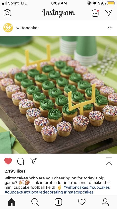 Football Birthday Dessert, Football Birthday Party Cupcakes, Football Birthday Snack Ideas, Mini Football Cupcakes, Football Party Cupcake Ideas, Super Bowl Bundt Cake, Football Theme Bday Party, First Year Down Football Birthday Cupcakes, Diy Football Cupcakes