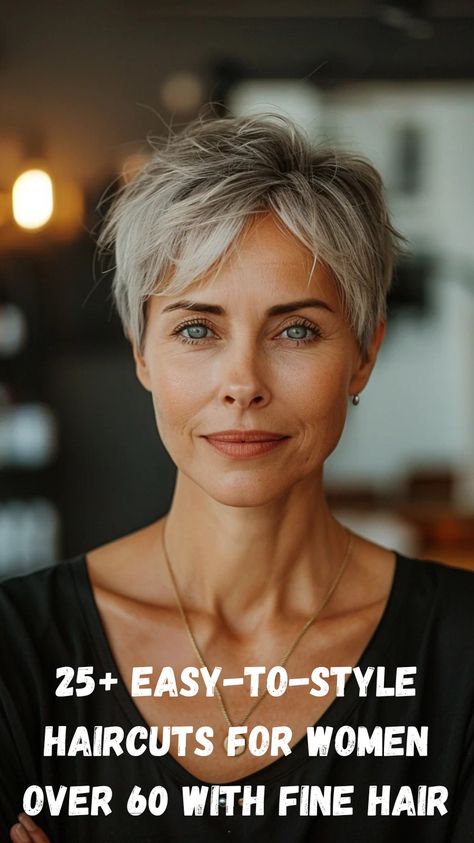 If you have fine hair and are looking for low-maintenance haircuts, these 25+ easy-to-style ideas are perfect for women over 60. From chic pixie cuts to soft layered styles, these haircuts are designed to create the illusion of thicker, fuller hair while requiring minimal effort. Whether you want a modern, trendy look or something more classic, these styles offer the best of both worlds. Coolest Short Haircuts For Women, Pixie For Fine Hair Over 40, Short Hair Cuts For Thinner Hair 2023, Haircut For Fine Hair Round Face, Short Hairstyle Women Fine Hair Over 60, Short Hairstyle Women Fine Hair Low Maintenance, Pixie Haircut For Older Women Over 60, Over 60 Hairstyles For Women Fine Hair, Short Hair Styles For Women Over 60 Chic