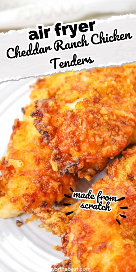 Craving juicy, flavorful chicken tenders without the mess and guilt of  deep-frying? Look no further than the magic of your air fryer! This  recipe for Air Fryer Cheddar Ranch Chicken Tenders takes classic ranch  chicken tenders to a whole new level of crispy perfection. Frozen Casserole Recipes, Chicken Tenders Air Fryer, Ranch Chicken Tenders, Cheddar Ranch Chicken, Chicken Airfryer, Tender Recipes, Recipe For Air Fryer, Chicken Meatball, Air Fryer Chicken Tenders