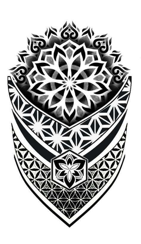 Gothic Geometric Tattoo, Mandala Dotwork Tattoo Design, Geometric Tattoo Outline, Geometric Throat Tattoo, Mandala Tattoo Mann, Geometric Tattoo Stencil, Mandala Tattoo Men, Tato Mandala, Tato 3d