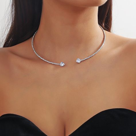 Rhinestone Heart Collar Choker Necklace For Women Silver Color Simple Open Collar Necklace Torques Jewelry BUY NOW OR LINK IN BIO https://www.orneabyaty.store/products/fashion-jewelry-rhinestone-heart-collar-choker-necklace-for-women-silver-color-simple-open-collar-necklace-torques-jewelry-accessories #ınstagood #necklace #reelitfeelit Collar Choker, Rhinestone Heart, Choker Collar, Rhinestone Jewelry, Buying Jewelry, Collar Necklace, Necklace For Women, Silver Color, Womens Necklaces