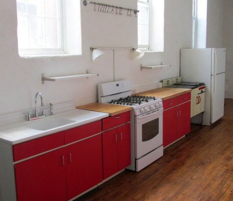 Bright Red, Modern Kitchen, Apartment, Red