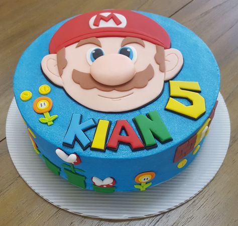 Super Mario Cake Easy, Mario Birthday Cake, Video Game Cakes, Super Mario Cake, 6th Birthday Cakes, Mario Cake, Mario Birthday, 6th Birthday, Bday Ideas