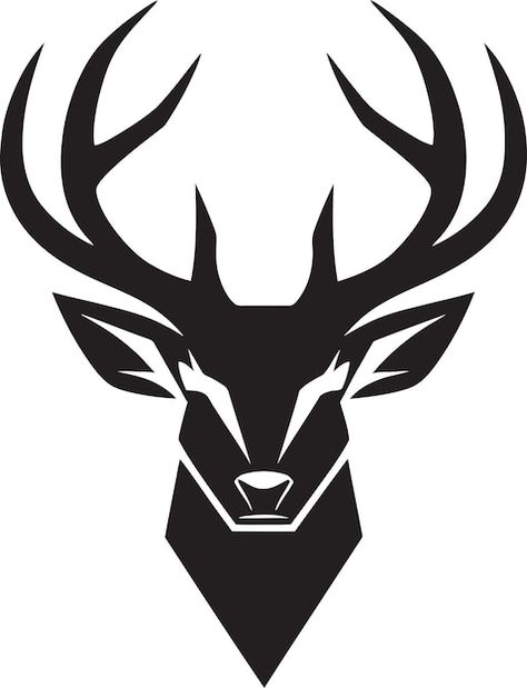 Stag silhouette deer head vector illustr... | Premium Vector #Freepik #vector #nature #sign #background #black Animal Logos Ideas, Animal Silhouette Stencil, Deer Svg Free, Deer Head Outline, Deer Design Logo, Deer Symbol, Deer Icon, Stag Illustration, Stag Logo